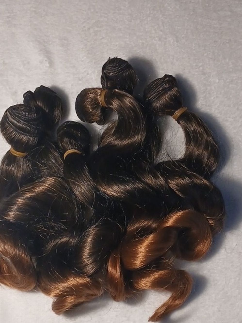 Dark Brown to Light Brown Ombre Curly Hair Wefts - Women Hair